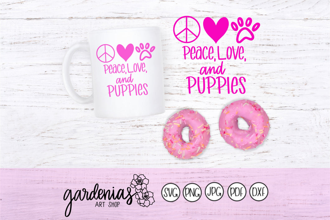 Peace Love and Puppies SVG Cut File