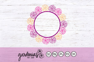 Rose Flower Wreath SVG Cut File