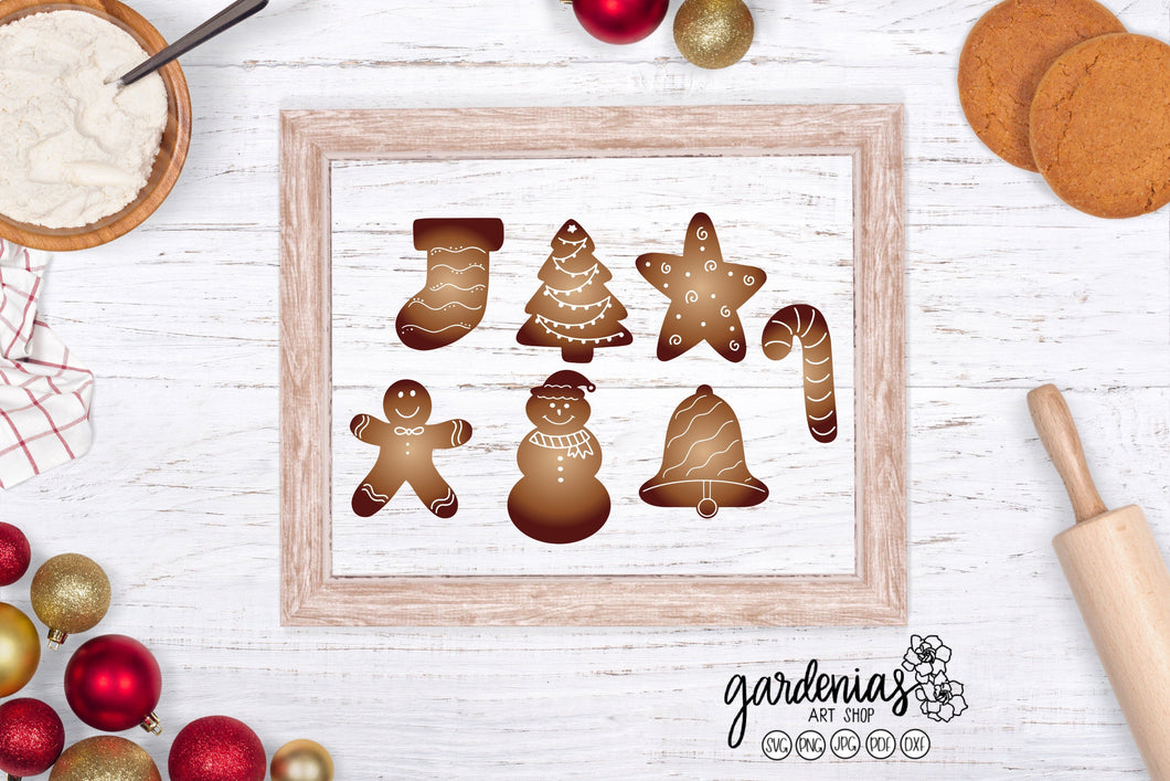 Gingerbread Cookies SVGs Bundle Cut Files