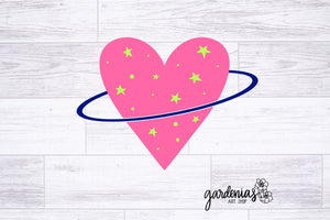 Love Heart Planet SVG Cut File