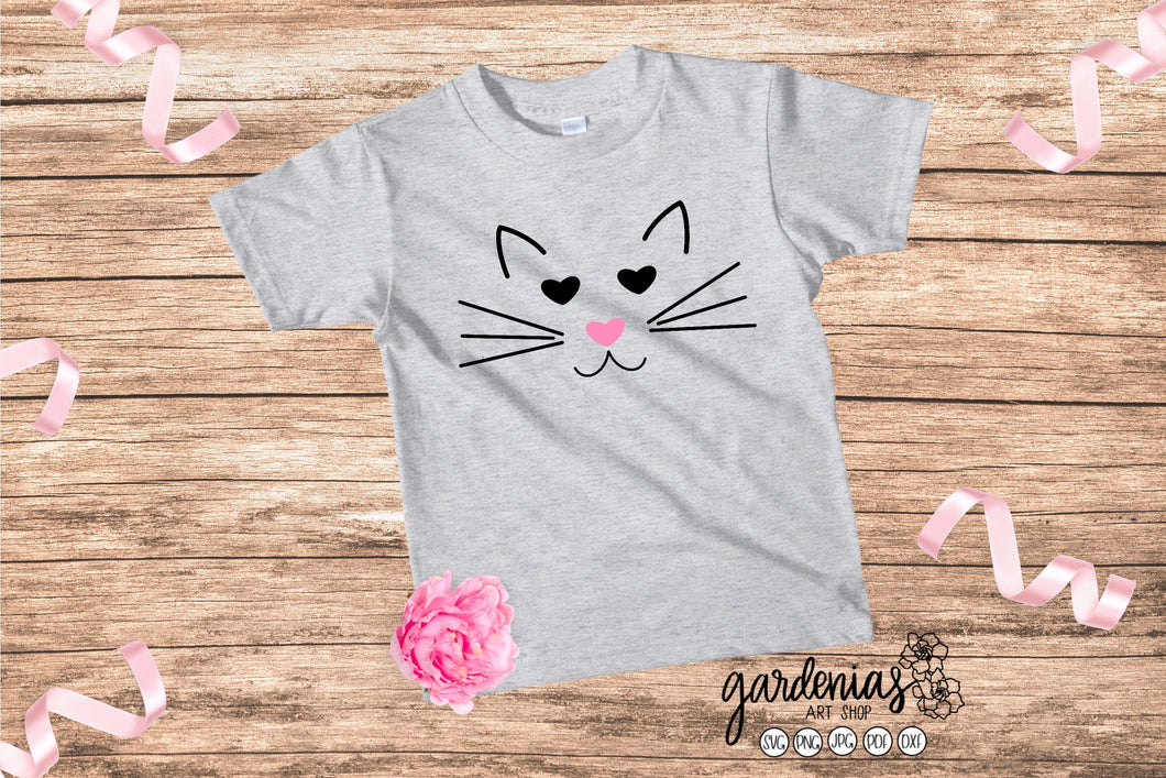 Cat with Heart Eyes and Heart Nose SVG Cut File