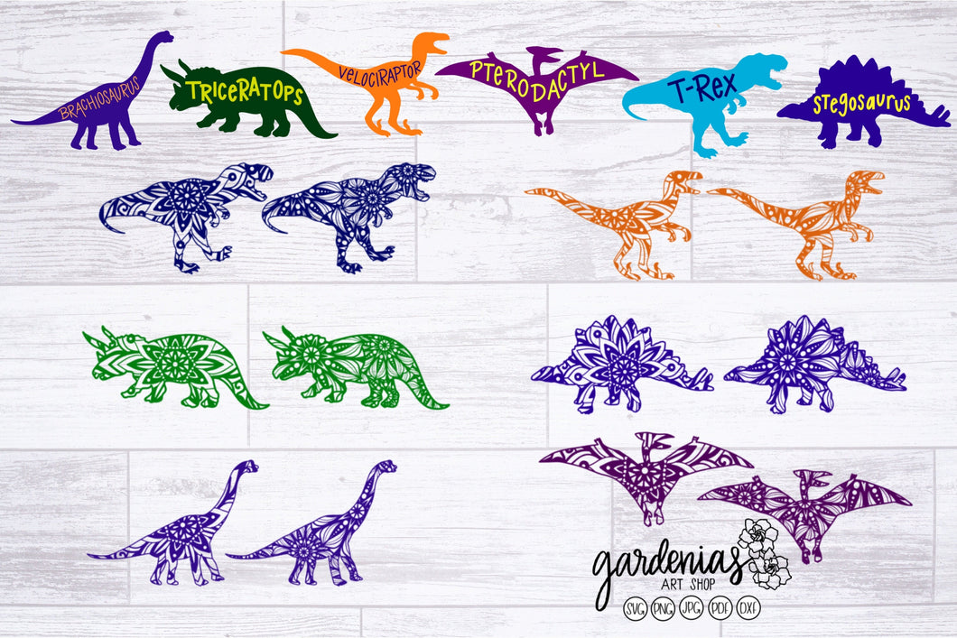 Dinosaur Mandala SVG Cut File Bundle