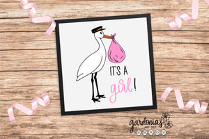 Stork It's A Girl SVG Cut File