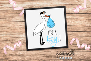 Stork It's A Boy SVG Cut File